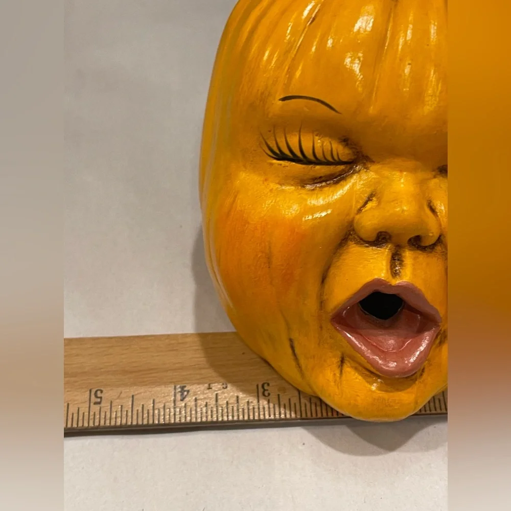 Vintage  Baby Pumpkin Head Ceramic Decorative Art Halloween Hand Painted